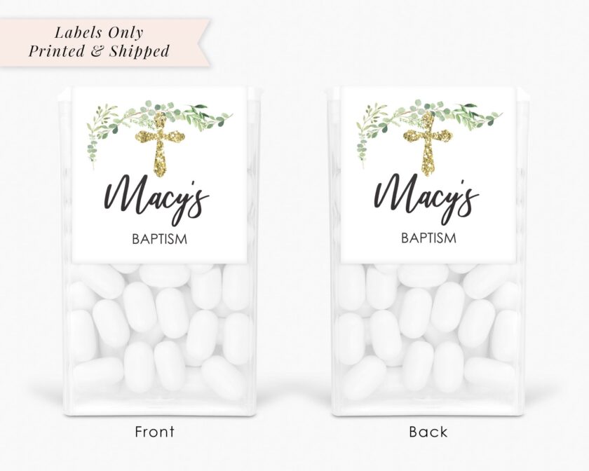 Baptism Party Favor Mint Labels Set of 24