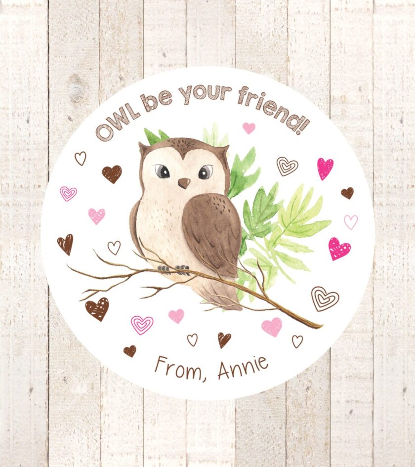 Valentine's Day Owl Stickers Goodie Bag Set