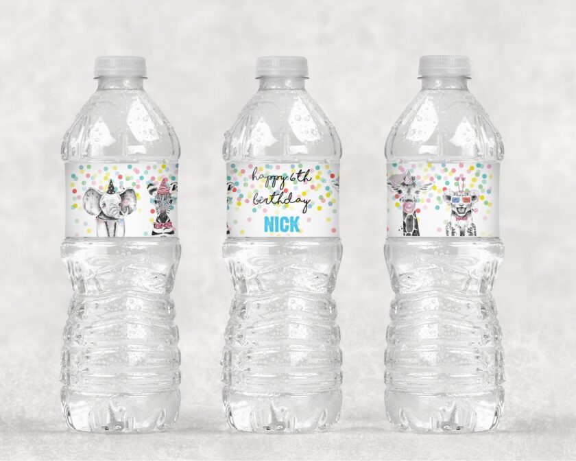 Wild Animal Birthday Party Water Bottle Labels Set of 10 - Image 3