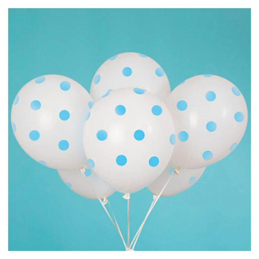 Blue and White Polka Dot Party Balloons Pack of 6