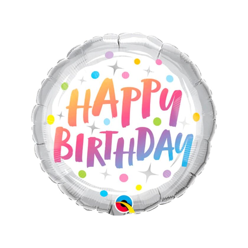 Rainbow Polka Dot Birthday Foil Balloon