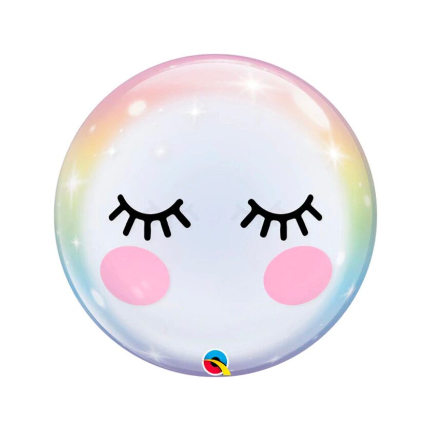 Bubble Eyelashes Pastel Rainbow Large Transparent Balloon