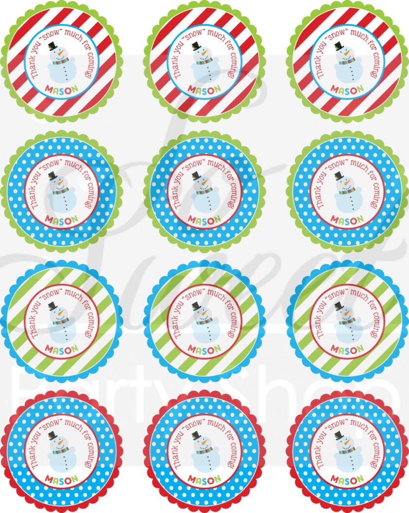 Winter Birthday Party Sticker Labels Set of 24 - Image 4