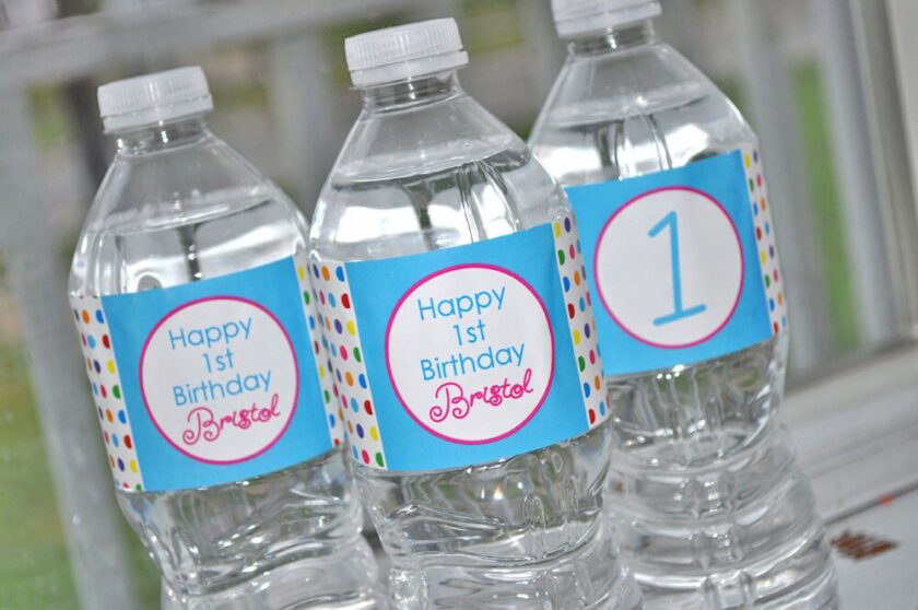 Colorful Polka Dot Water Bottle Labels Set of 10 - Image 3