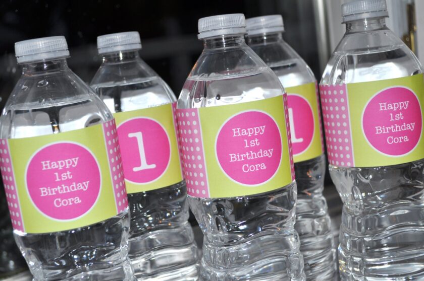 Water Bottle Labels with Polka Dots in Pastel Colors - Image 3