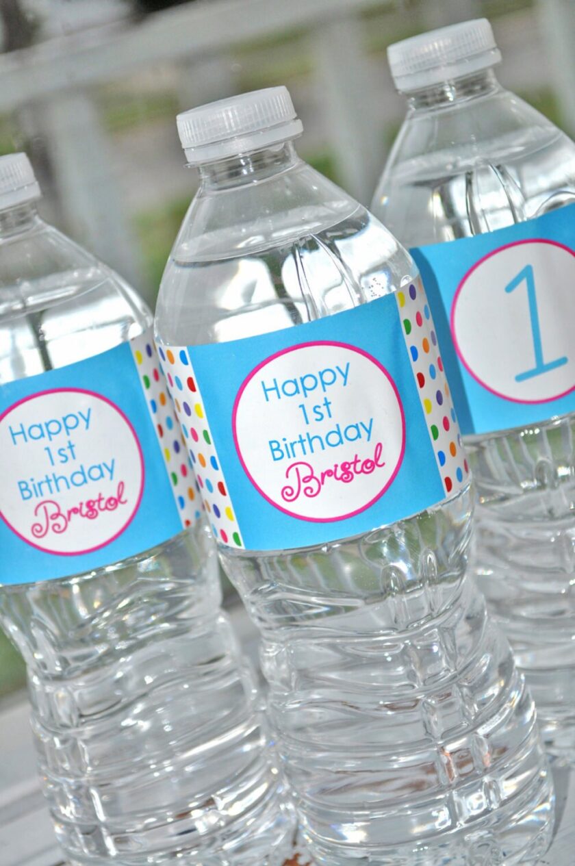 Colorful Polka Dot Water Bottle Labels Set of 10 - Image 4