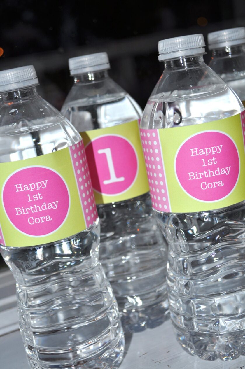 Water Bottle Labels with Polka Dots in Pastel Colors - Image 4