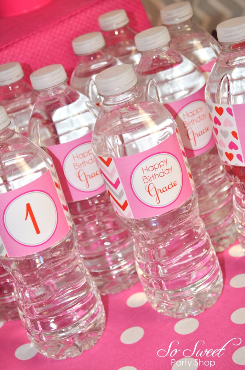 Heart and Chevron Theme Water Bottle Labels Set of 10 - Image 2
