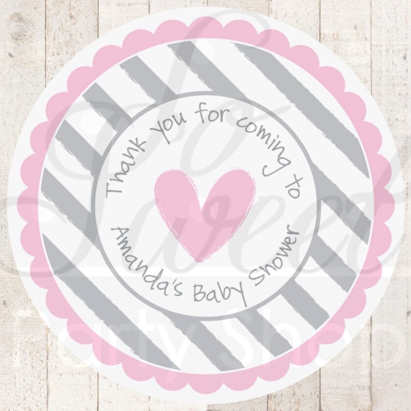 baby shower stickers - heart and stripe pastel set of 24 - Image 4