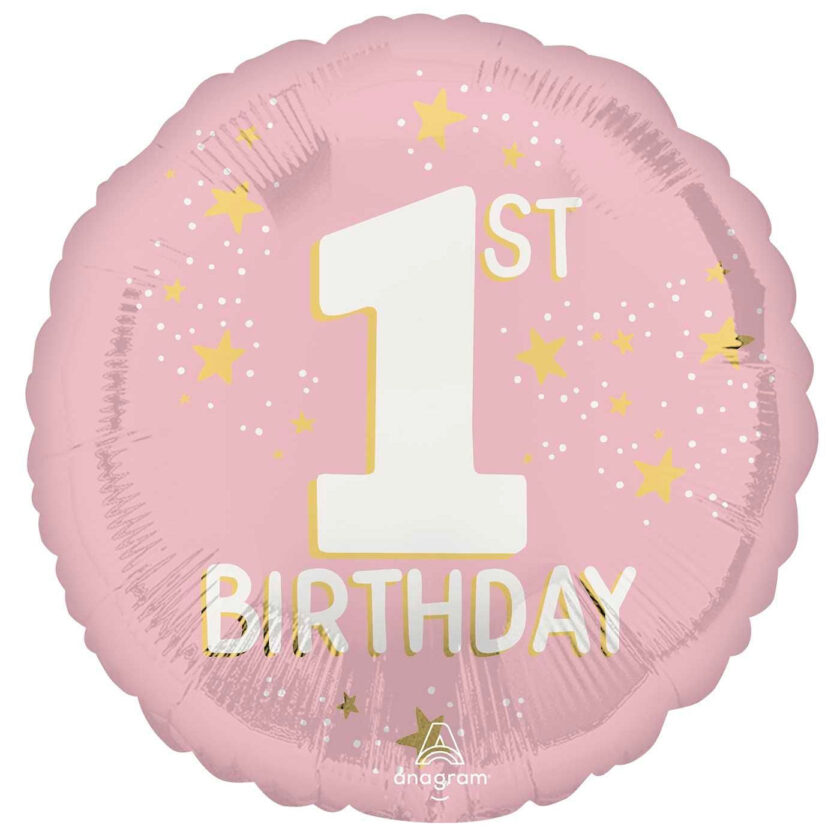 girl's first birthday foil balloon