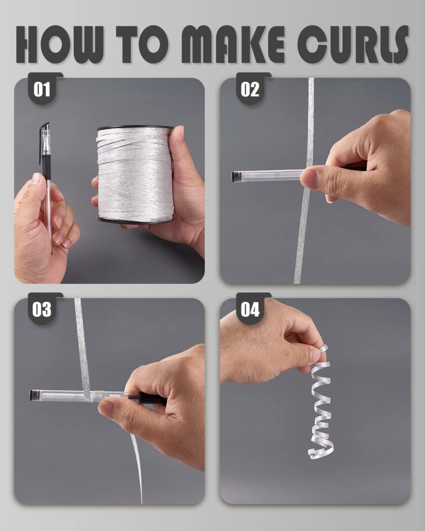 Silver Glitter Curling Ribbon for Decorations - Image 2