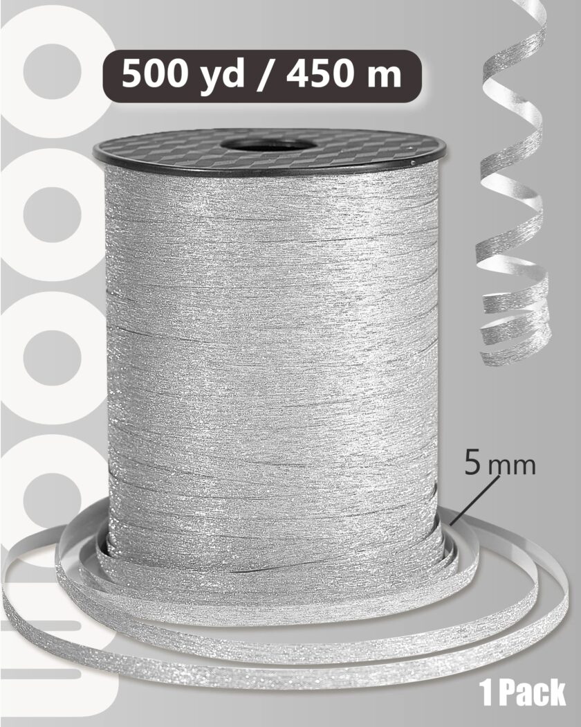 Silver Glitter Curling Ribbon for Decorations - Image 5