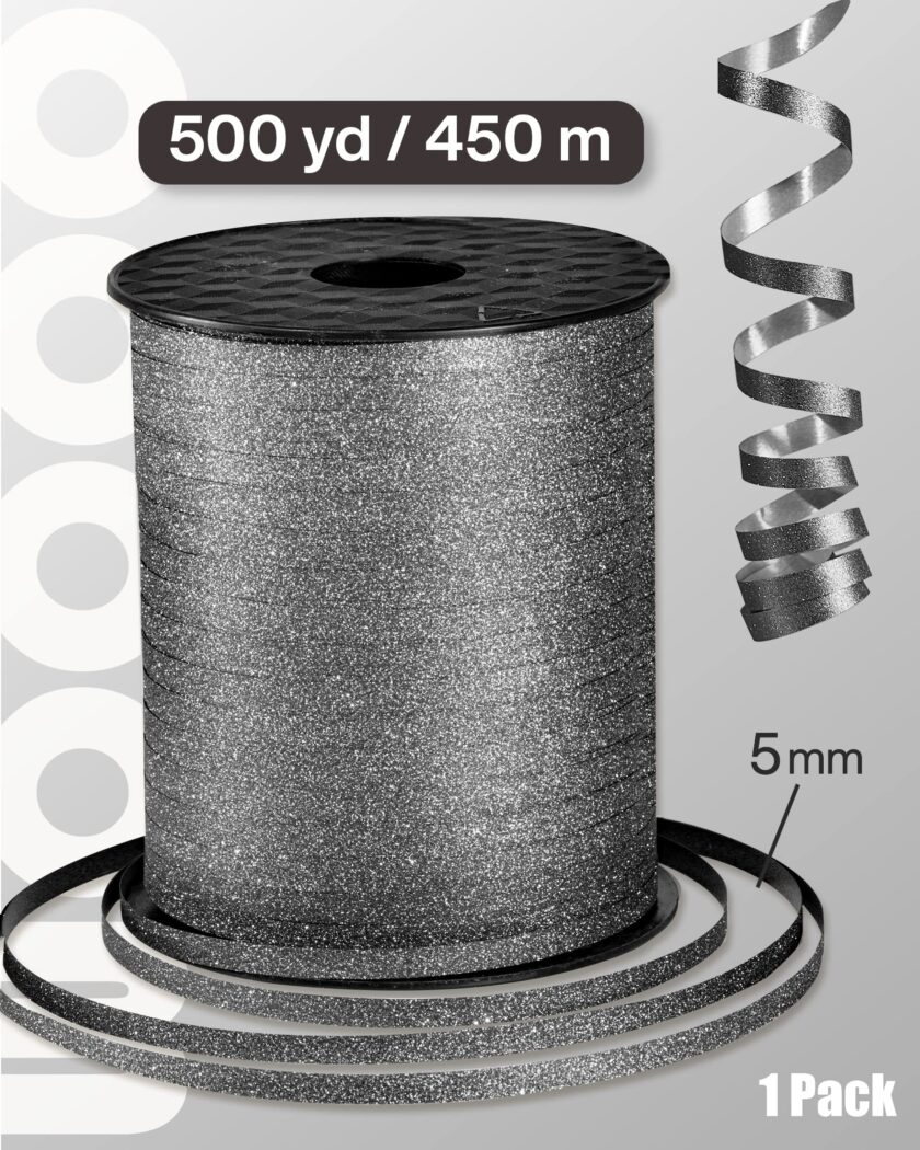 Black Glitter Curling Ribbon for Crafts - Image 4