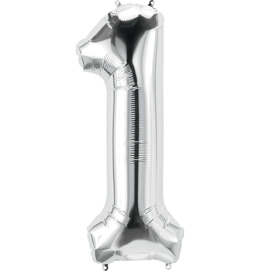 Silver Number Balloon, Large Foil Mylar