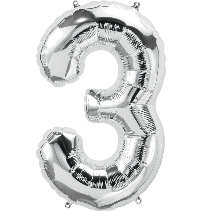 Large Silver Number Balloon