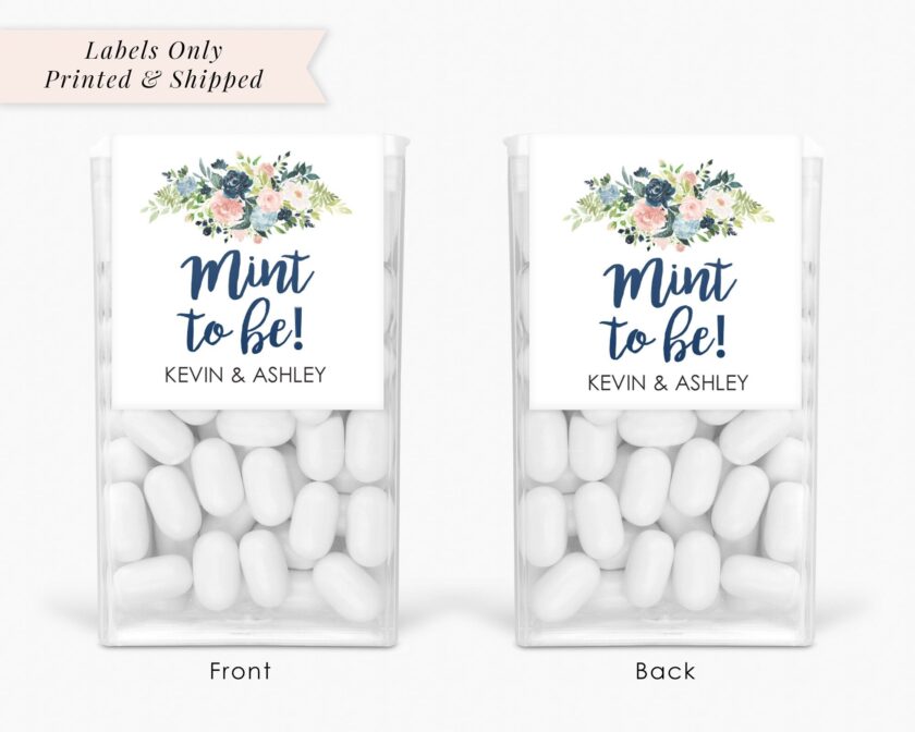 Wedding Favors Mint Blue Floral Labels Set of 24