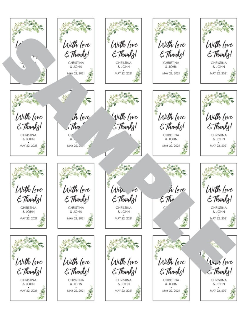 Greenery Leaf Sanitizer Labels Set of 20