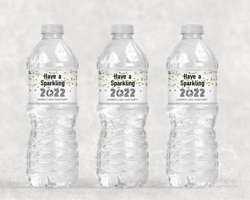 New Year's Beverage Labels Gold and Black Set of 11