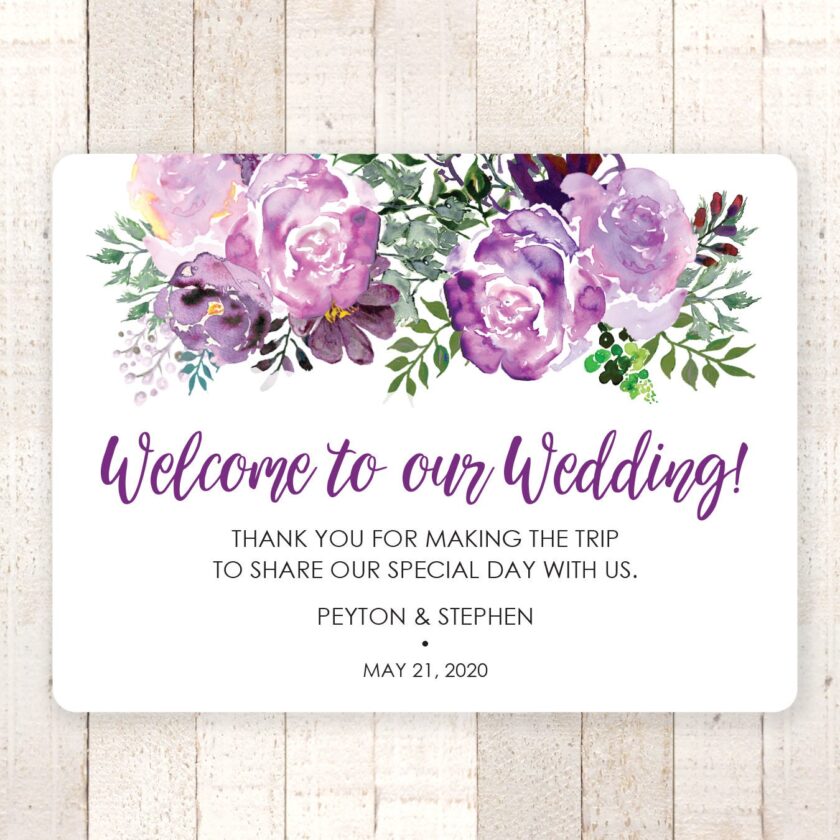 Welcome Bag Stickers Purple Floral Set of 12