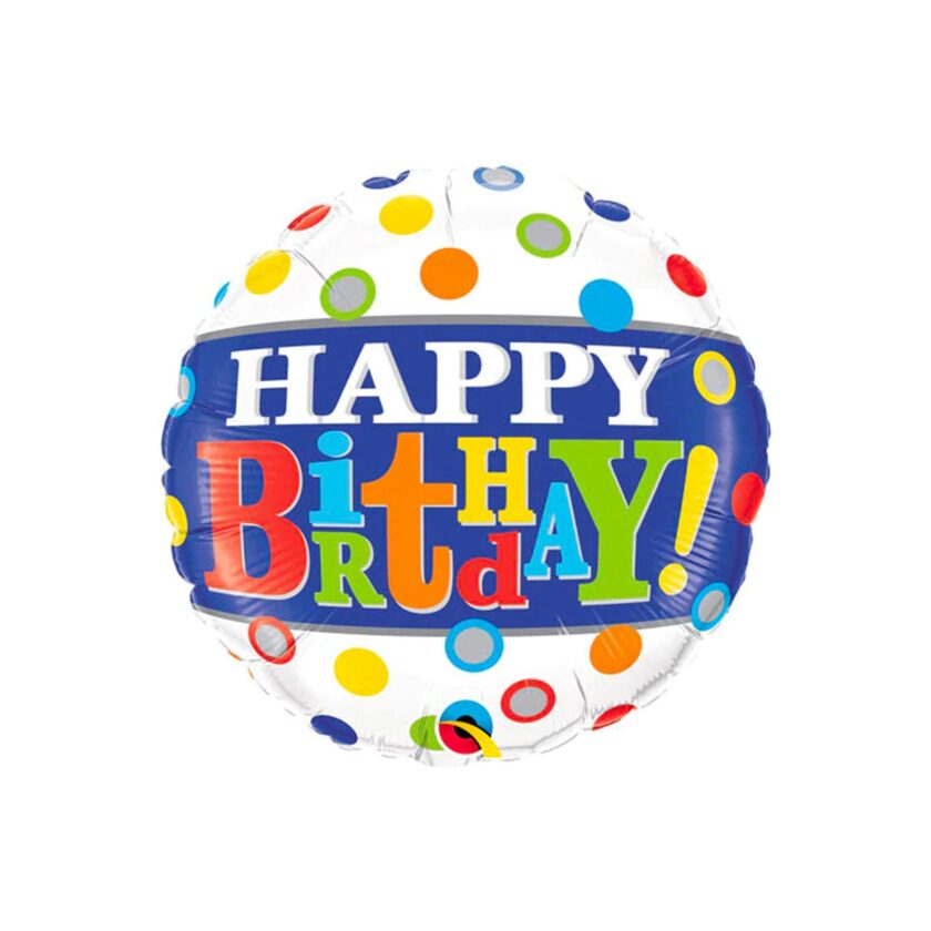 Rainbow Polka Dot Happy Birthday Foil Balloon